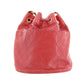 CHANEL Bicolore Chain Drawstring Shoulder Bag Red Leather #AH631