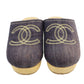 CHANEL Logos Sandals Denim Wood Italy 34 #AG94