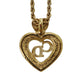 Christian Dior CD Logo Heart Rhinestone Chain Necklace Gold #CS529