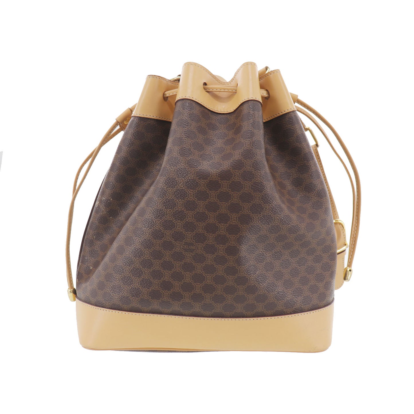 CELINE Macadam Pattern Shoulder Bag Brown PVC Leather #EF153