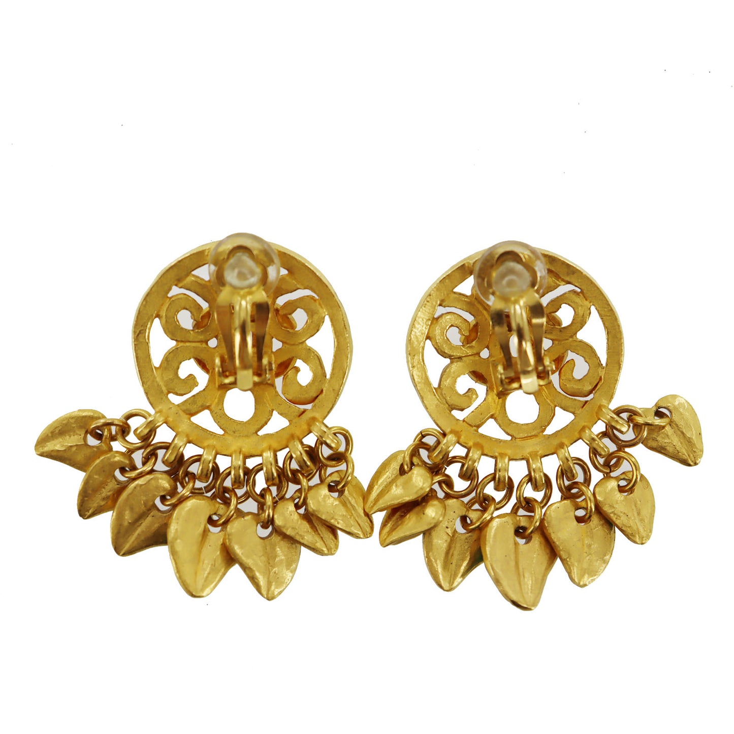 CHANEL CC Logos Earrings Gold Clip-On 95 P #AH670