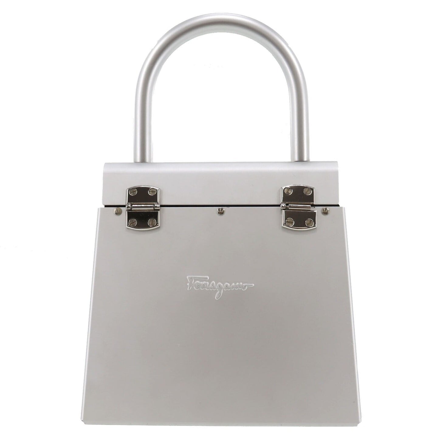 Salvatore Ferragamo Gancini Hand Bag Silver Aluminum #AG642