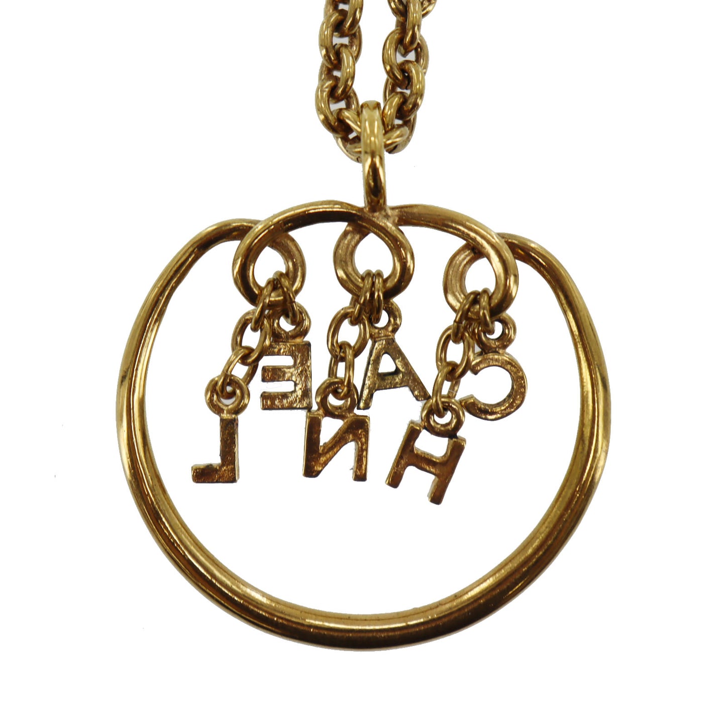 CHANEL Logos Chain Necklace Gold #BE258