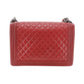 CHANEL BOY CHANEL Shoulder Bag Dark Red Lambskin Leather #CT845