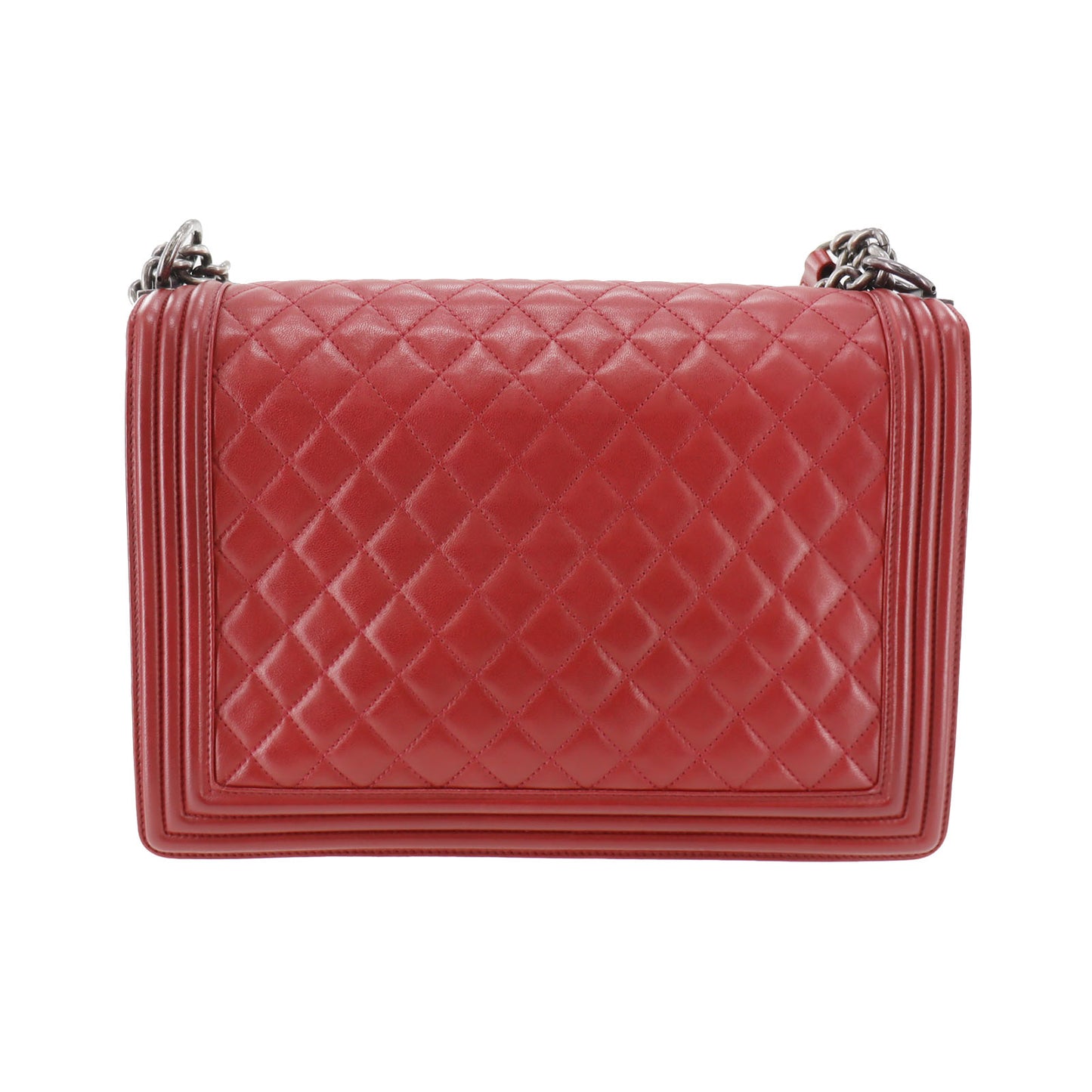 CHANEL BOY CHANEL Shoulder Bag Dark Red Lambskin Leather #CT845