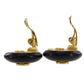 CHANEL Logos Earrings Gold Black Clip-On 95A  #BK864