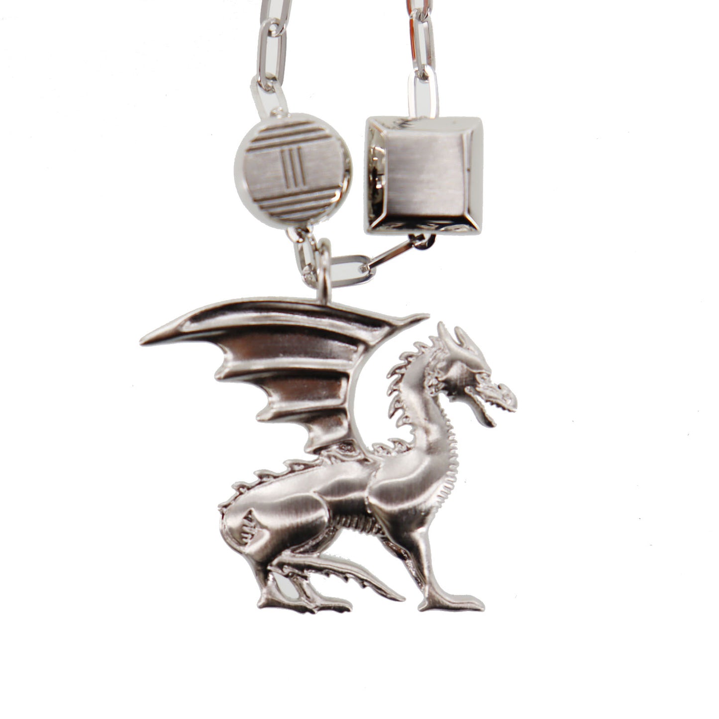 HERMES Long Necklace Dragon Silver #AH674