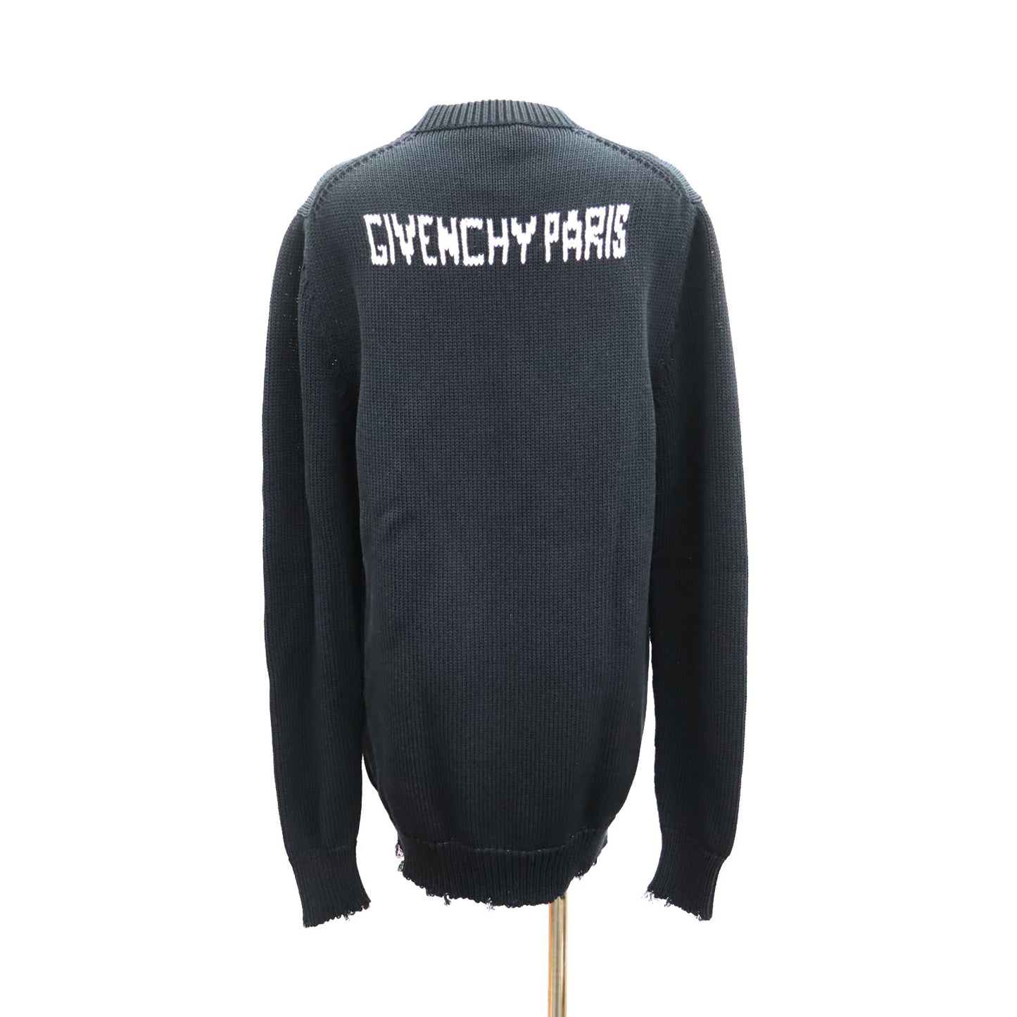 GIVENCHY Long Sleeve Knit Sweater Tops Black 100% Cotton #AH529