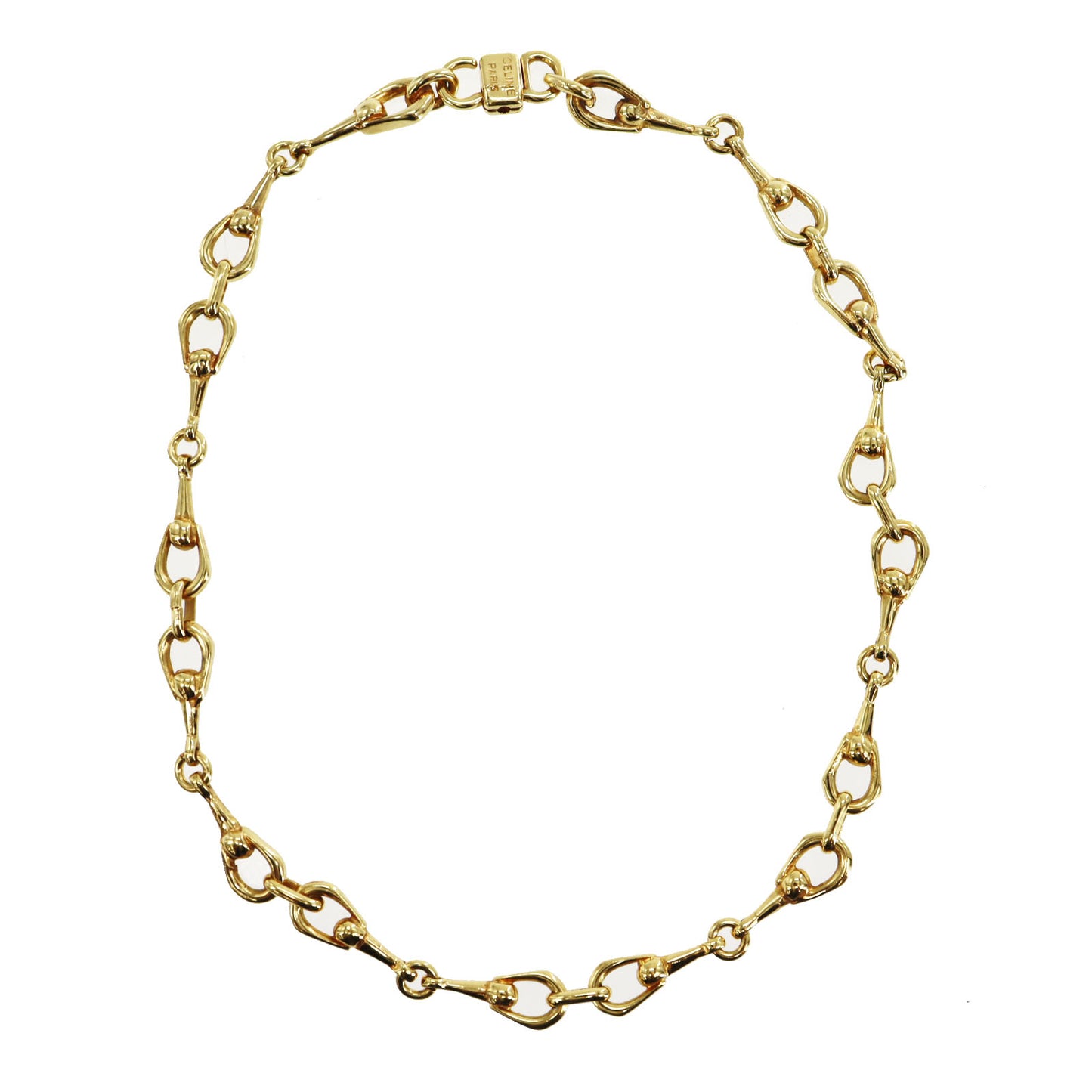 CELINE Logos Gold Plated Chain Necklace #CE506