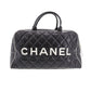 CHANEL Quilted Boston Handbag Black Leather #CK542