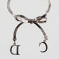 Christian Dior CD Logo Bow Used Anklet Silver Vinatge #CB821