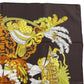 HERMES Logos Botanical Hat Design Large Silk Scarf Brown #AG543