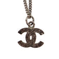 CHANEL CC Logos Rhinestone Silver Plated Chain Necklace B10 V #BX959