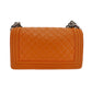 CHANEL BOY CHANEL Shoulder Bag Orange Lambskin Leather #CT333