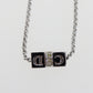 Christian Dior CD Logos Cube Rhinestone Necklace Silver #CB388