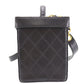 CHANEL Bicolore Handbag Vanity Black Lambskin Leather #AH589