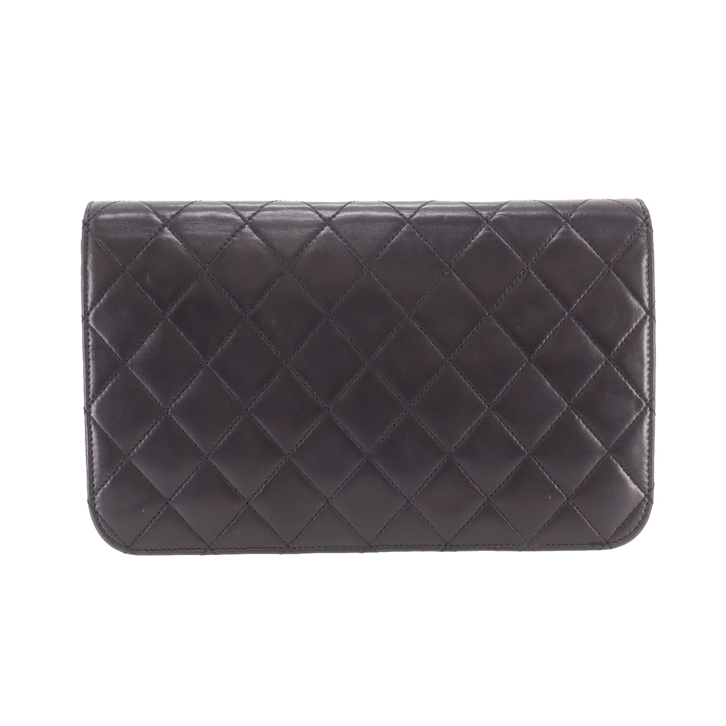 CHANEL Matelasse Used Shoulder Bag Black Lambskin Leather #DA912