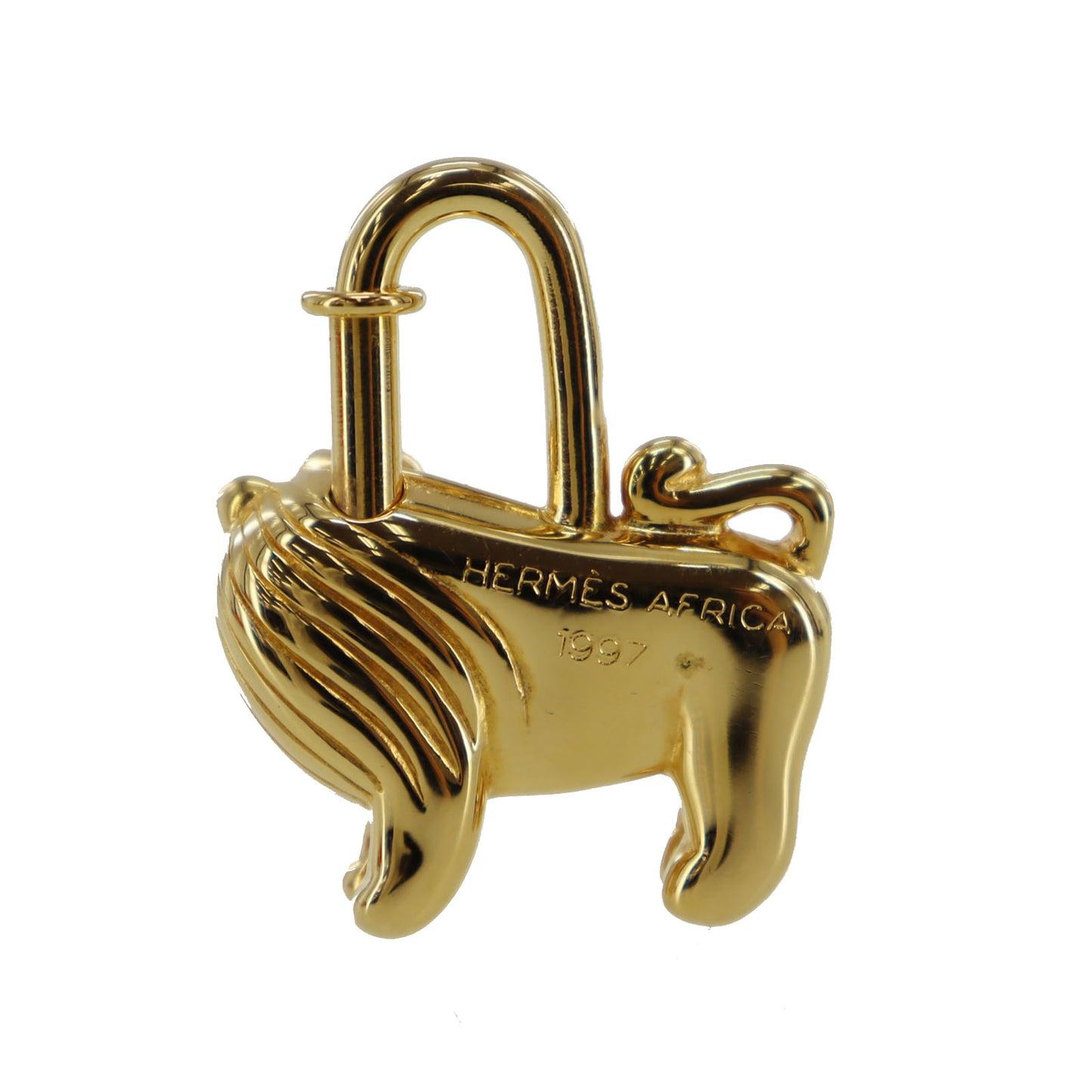 HERMES 1997 Limited Lion Charm Top Cadena Gold Plated #CA247