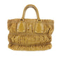 PRADA Gather 2way Shoulder Handbag Brown Patent Leather #EH304