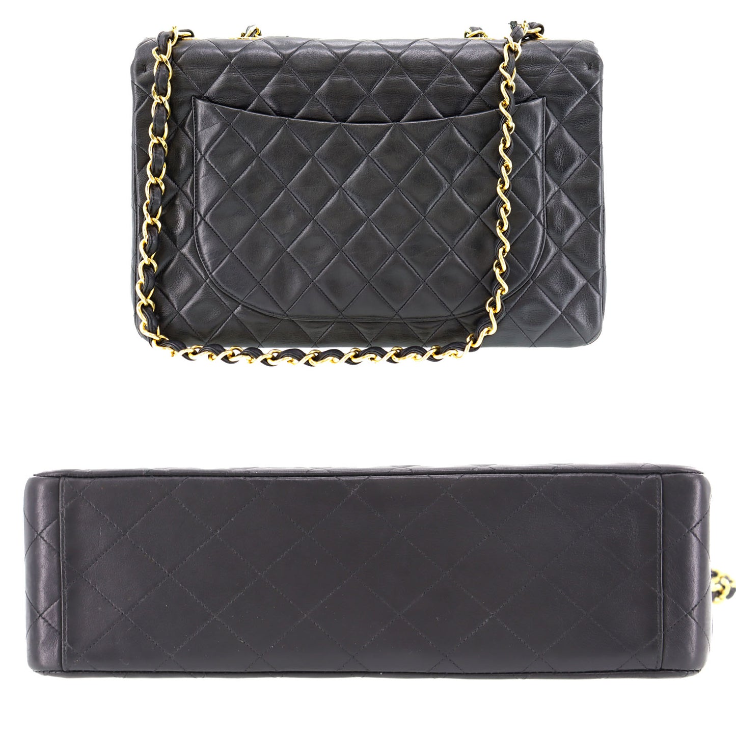 CHANEL Matelasse 34 Chain Shoulder Bag Black Leather #BE67