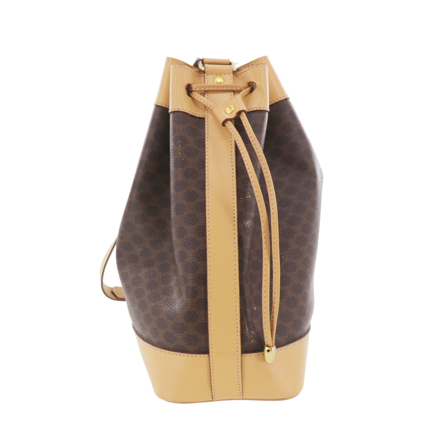 CELINE Macadam Pattern Shoulder Bag Brown PVC Leather #EF153