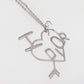 Christian Dior Logo Heart Chain Necklace Silver #CX518