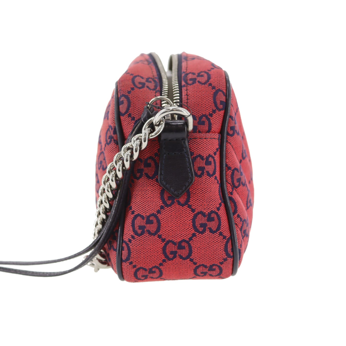 GUCCI GG Marmont Chain Shoulder Bag Red Canvas #CT79