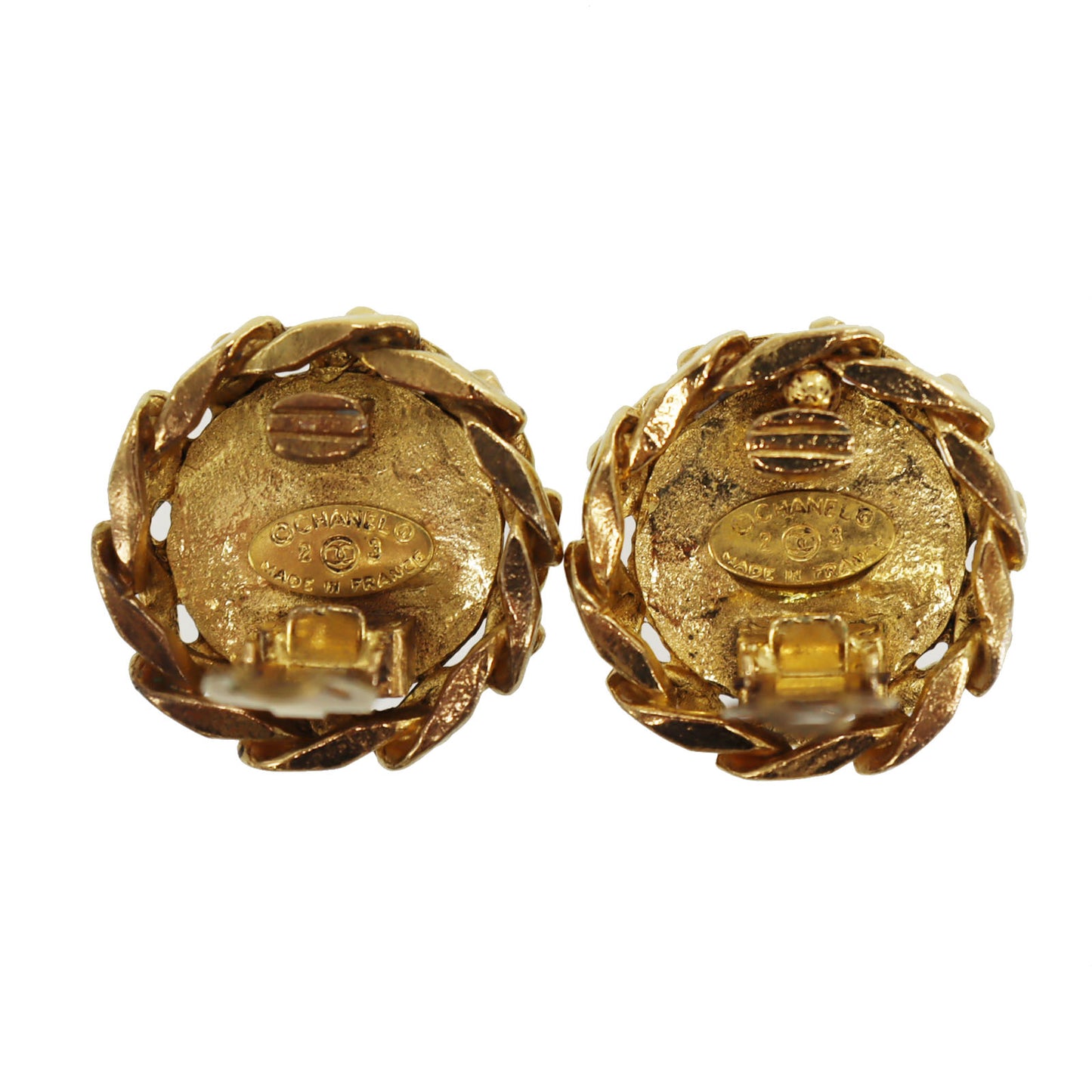 CHANEL CC Logos Earrings Gold Clip-On 2 3 #CH872