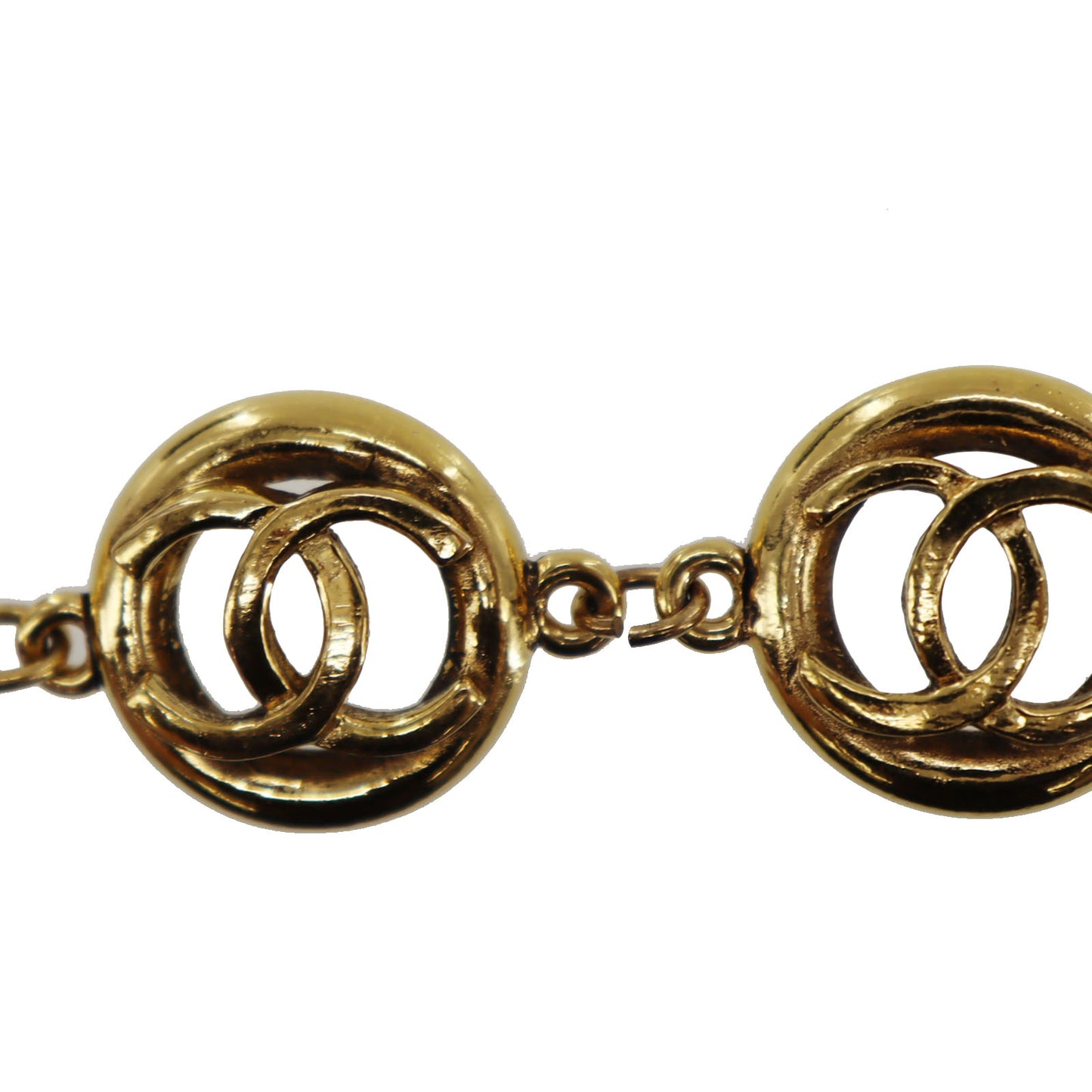 CHANEL CC Logos Circle Bracelet Gold Plated 1983 #AH699