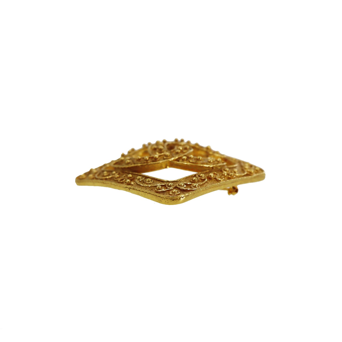 CHANEL CC Logos Rhombus Pin Brooch Gold Plated 94 A #CG178