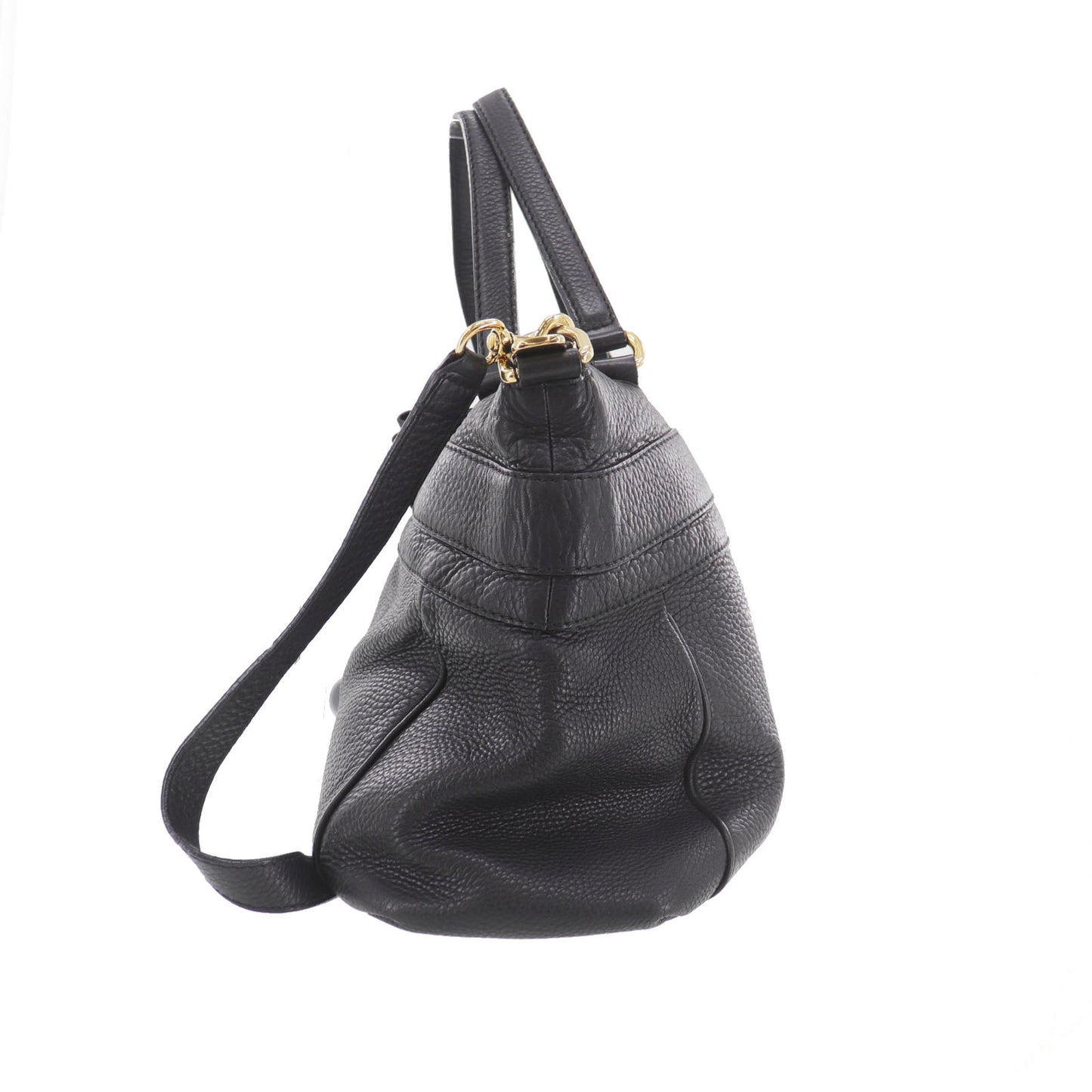 GUCCI Logos 2Way Shoulder Handbag Leather Black #BH637
