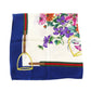 GUCCI Used Flower Motif Scarf Blue Silk Vintage #DA816