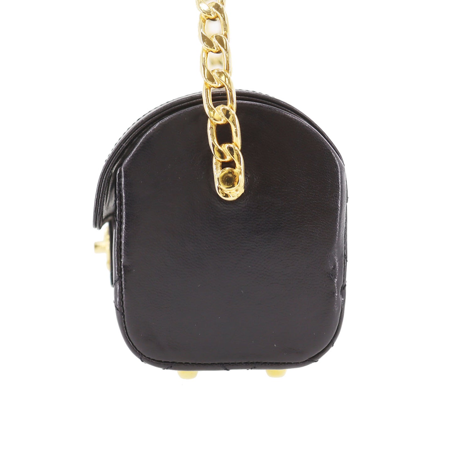 CHANEL Used Flap Mini Handbag Black Lambskin Leather #CY875