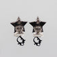 Christian Dior Star Logos Rhinestone Earrings Silver Plated #CB376 S