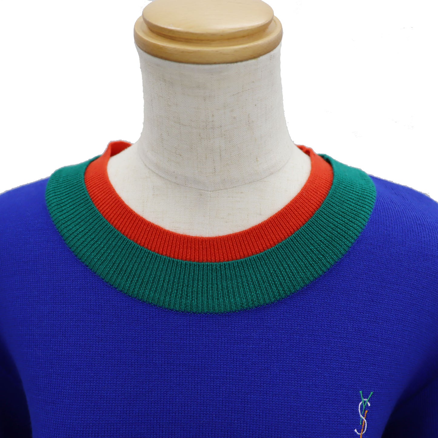 Yves Saint Laurent Long Sleeve Blue Knit Size M 100% Wool #AH144