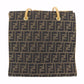 FENDI Zucca Shoulder Tote Bag Brown Black Nylon Canvas #AH538