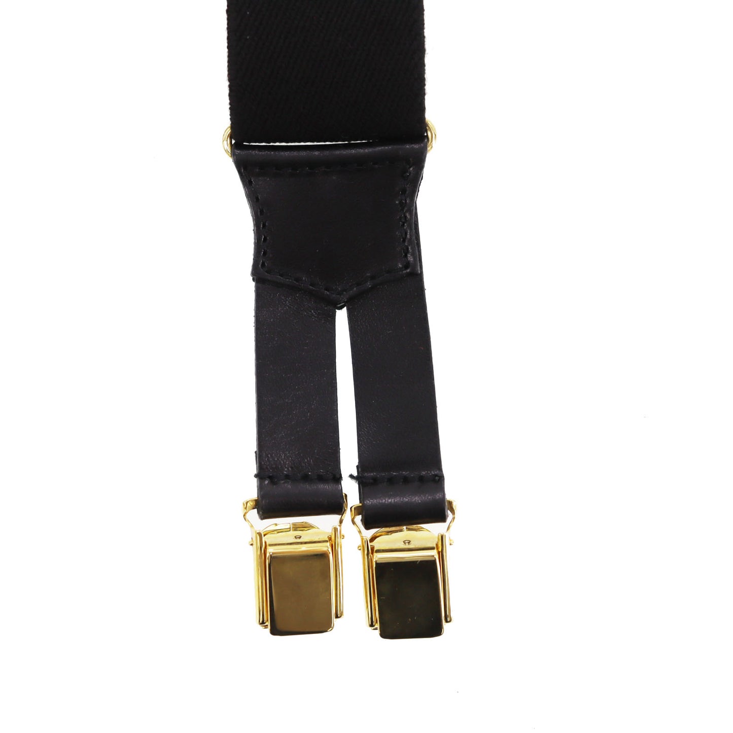 CHANEL Logo Suspender Black Sewing Elastic Leather #CJ416