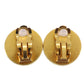 CHANEL Logos Earrings Gold Black Clip-On 97P #AG754