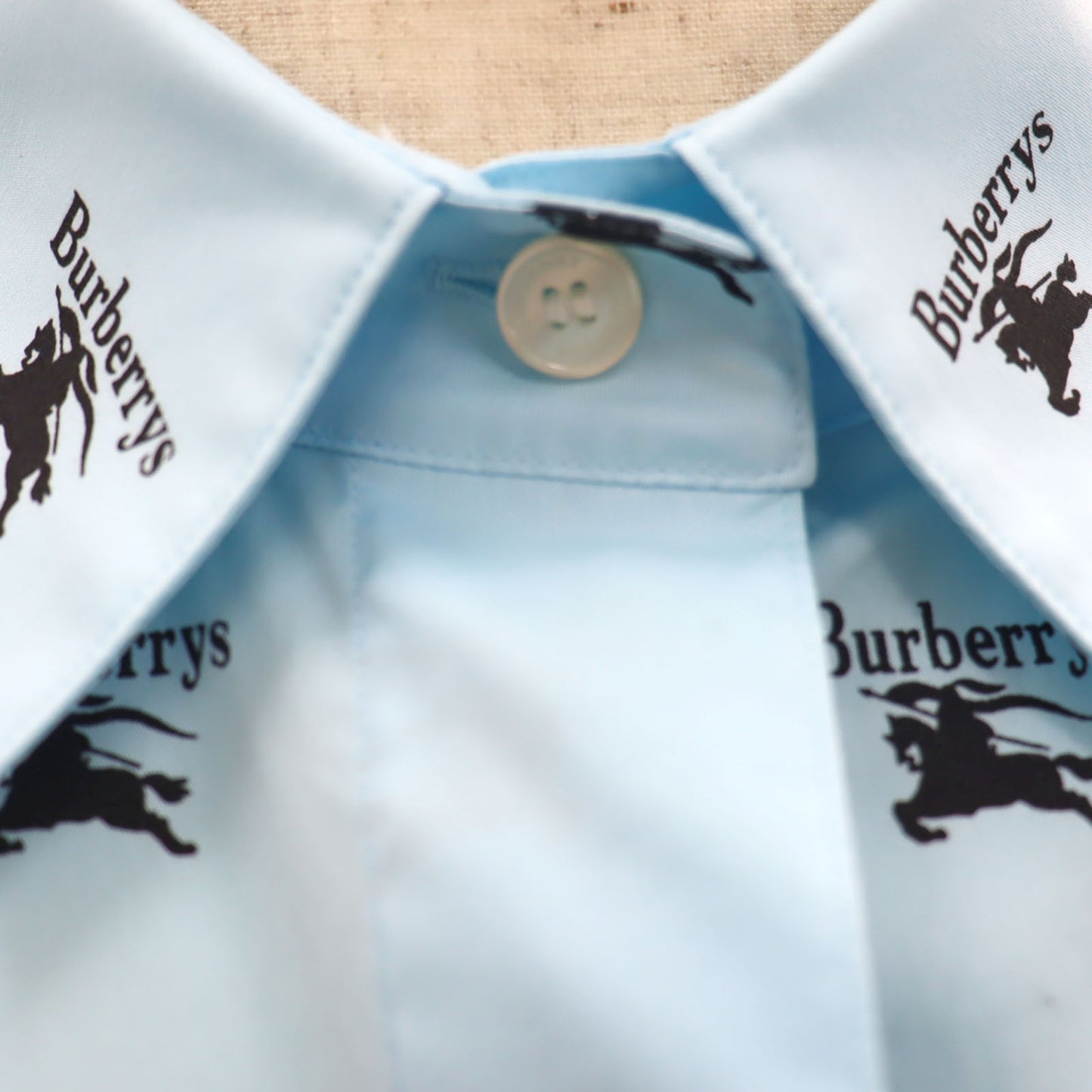 Burberry Logos Tops Shirt Light Blue Cotton Polyurethane #AG852