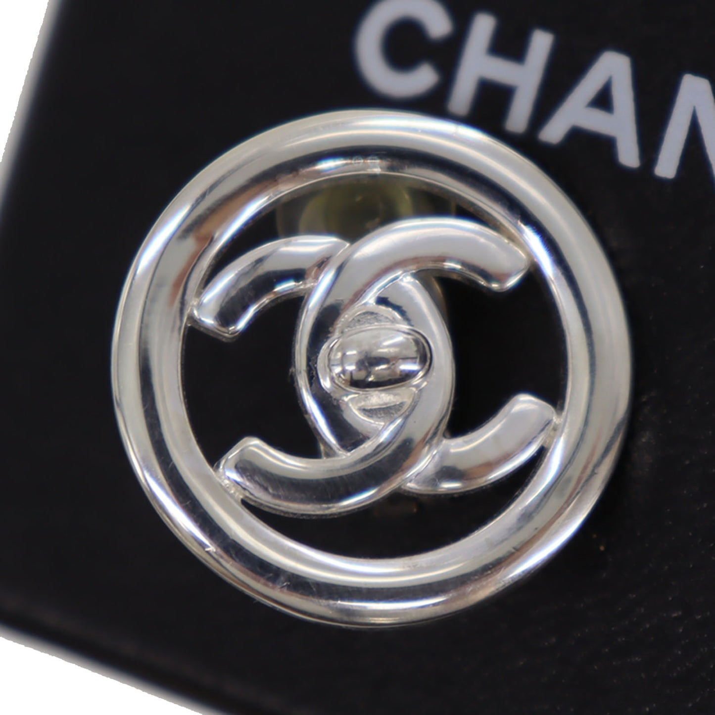 CHANEL CC Logos Circle Earrings Silver Clip-On 97 P #CH875