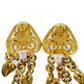 CHANEL CC Logos Earrings Gold Clip-On 95P #AG179