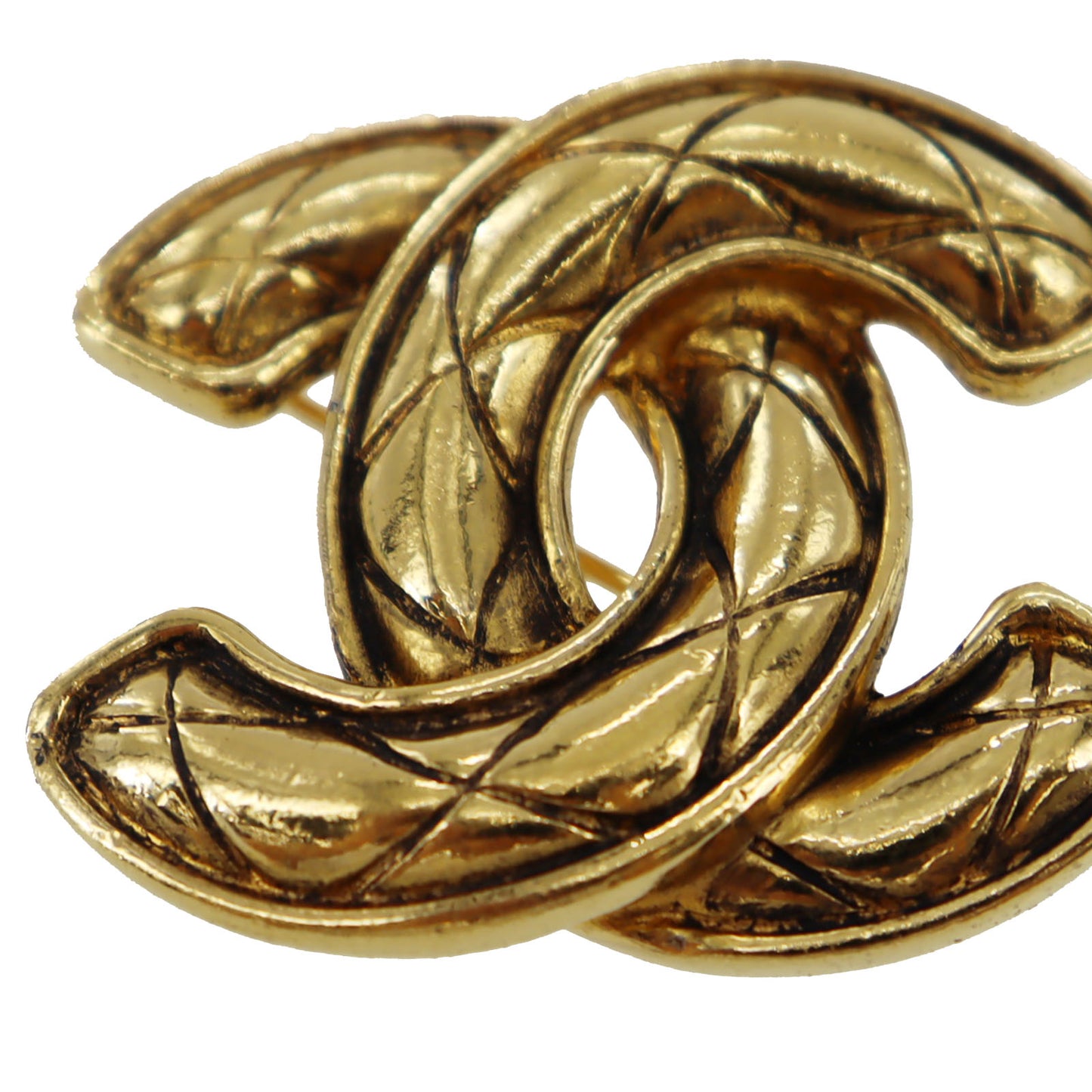 CHANEL CC Logos Matelasse Pin Brooch Gold Plated 1152 #AG307