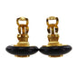 CHANEL Logos Earrings Gold Black Clip-On 95A  #BK864