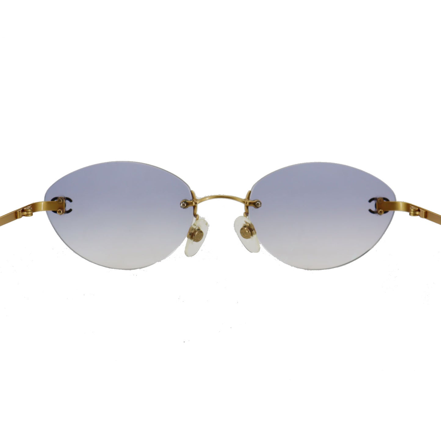 CHANEL Rimless Medical Glasses Sunglasses Blue Eye Wear #CH54