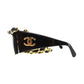 CHANEL Chain Sunglasses Black Shield Eye Wear #CT757