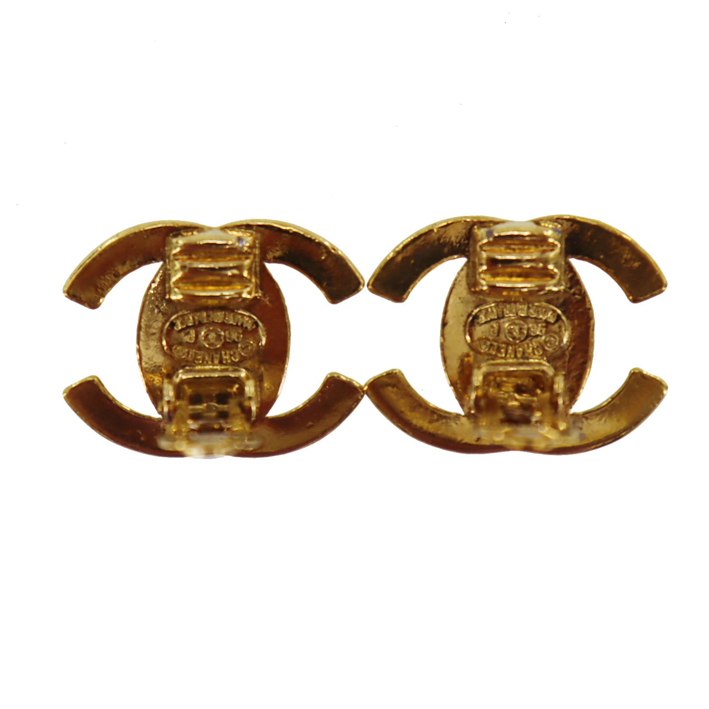 CHANEL CC Turn-lock Earrings Gold Clip-On 96 P #AH690