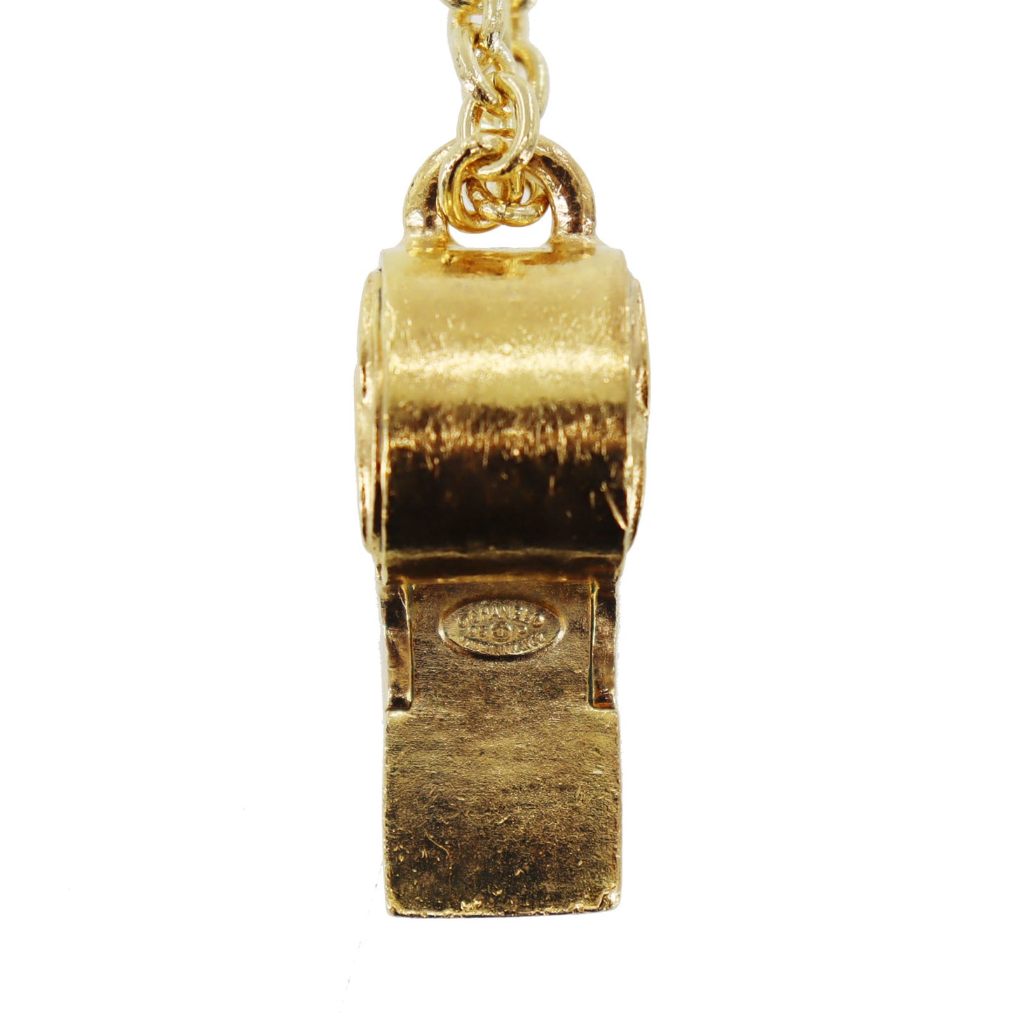 CHANEL CC Logos Whistle Pendant Necklace Gold Plated 95 P #CO88