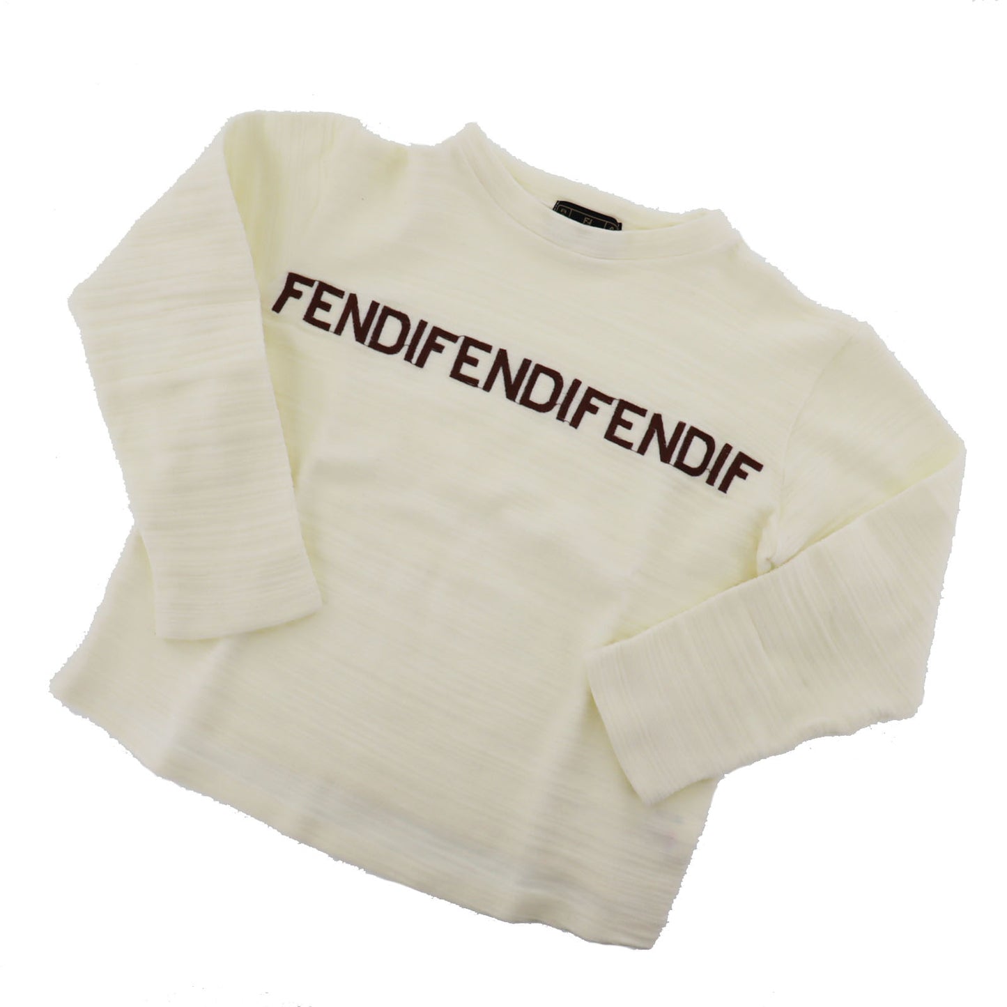 FENDI Jeans Long Sleeve Cotton Short Length Tops White #AG825