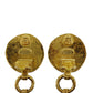 CHANEL CC Logos Earrings Gold Green Clip-On 98 P #CA194