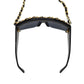 CHANEL Chain Sunglasses Black Shield Eye Wear #CT757